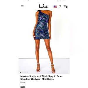 Lulu’s Make a Statement Black Sequin One-Shoulder Bodycon Mini Dress Sequins